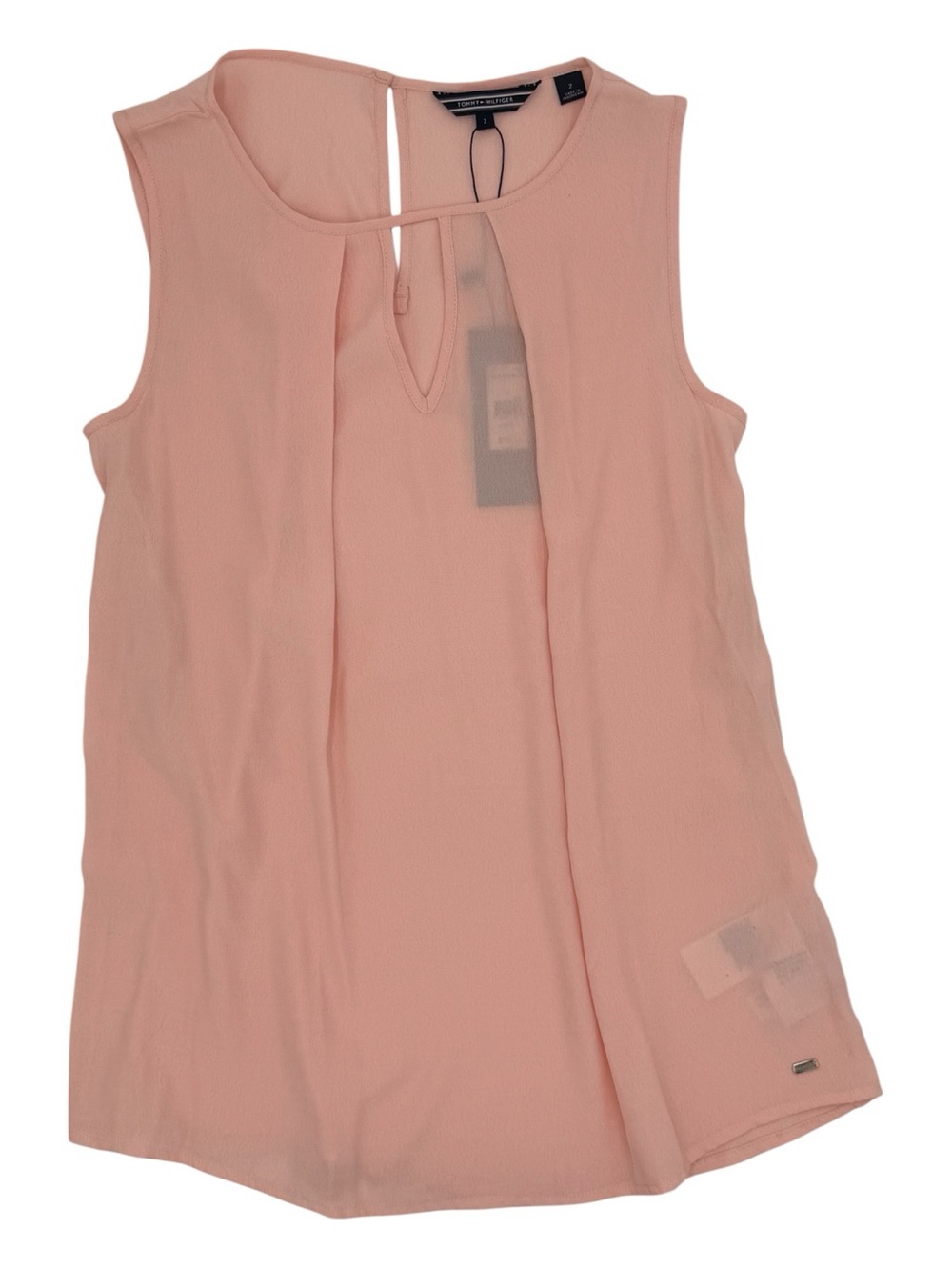 Tommy Hilfiger Blush Pink Sleeveless Blouse Pleated Front Size 2 NWT